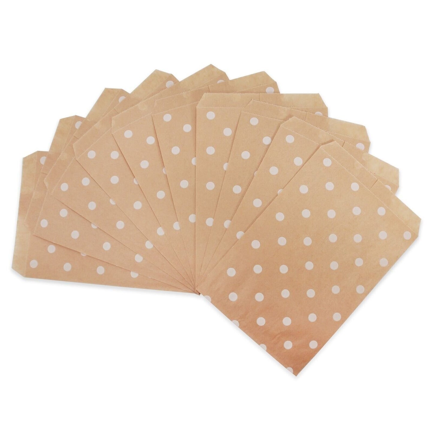 White Polka-Dot Decorative Flat Paper Gift Bags, great for parties, favors, gifts, businesses, and more.