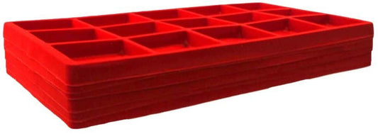 N'icePackaging - 15 Slot (2 9/16" x 2 1/4") Flocked Storage Tray Inserts - For Merchandise Jewelry & Organization - 14 1/8" x 7 5/8" x 1/2"