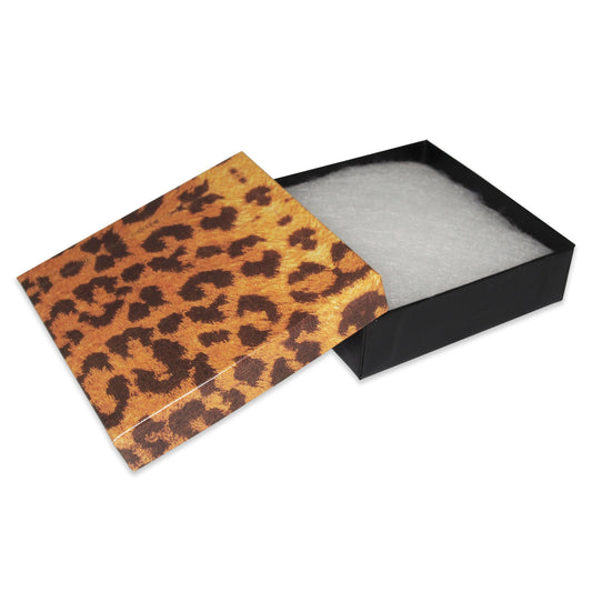 Leopard Pattern Cotton Filled Jewelry Gift Boxes