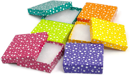 Polka Dot Pattern Cotton Filled Jewelry Boxes