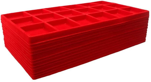 18 Slot (2" x 2 1/4") Flocked Storage Tray Inserts - for organizing - 14 1/8" x 7 5/8" x 1/2"