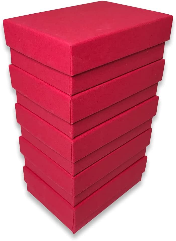 Made in the USA Macaw-Red Kraft Cotton Filled Gift Boxes - 3" x 2 1/8" x 1"