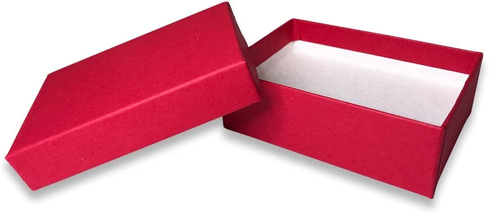 Made in the USA Macaw-Red Kraft Cotton Filled Gift Boxes - 3" x 2 1/8" x 1"