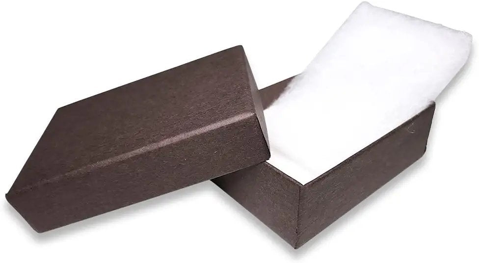 Made in the USA- Brown Cotton Filled Gift Boxes - 2 7/16” x 1 5/8” x 13/16”