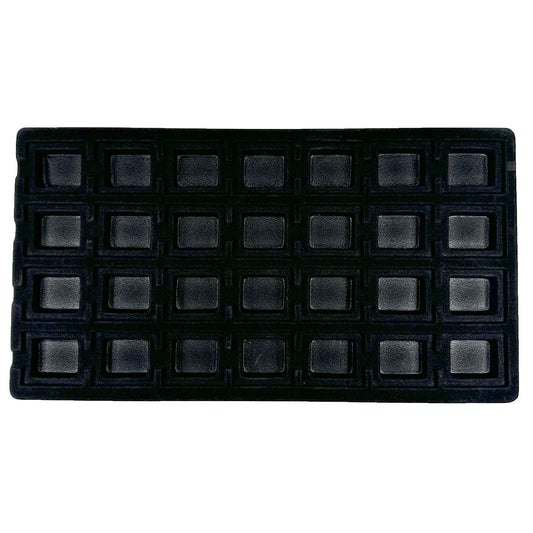 N'icePackaging 12 Qty Cowhide-Black 28 Earring Slot Flocked Storage Tray Inserts - for Merchandise Jewelry & Organization