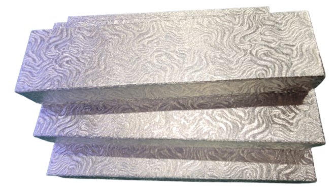 50 Qty Silver Swirl Imported Cotton Filled Bracelet Jewelry Boxes - 8" x 2" x 1"