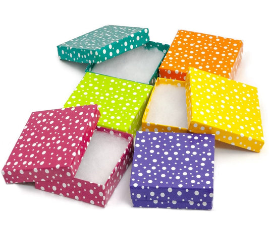 Polka Dot Pattern Cotton Filled Jewelry Boxes