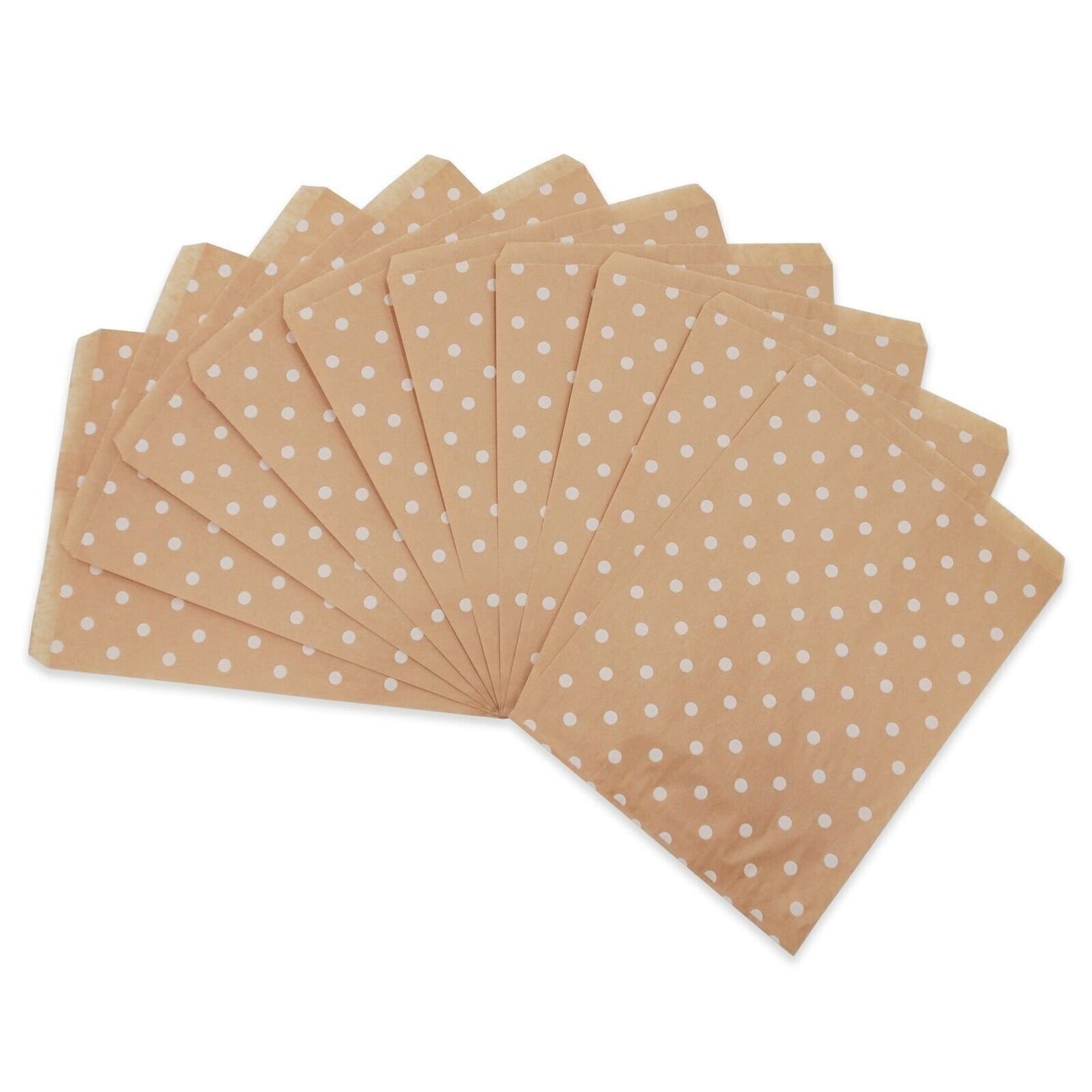 White Polka-Dot Decorative Flat Paper Gift Bags, great for parties, favors, gifts, businesses, and more.