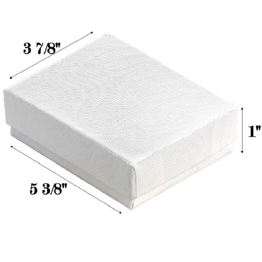 10 Qty White Swirl Imported Cotton Filled Large Pendant Jewelry Boxes - 5 3/8" x 3 7/8" x 1"