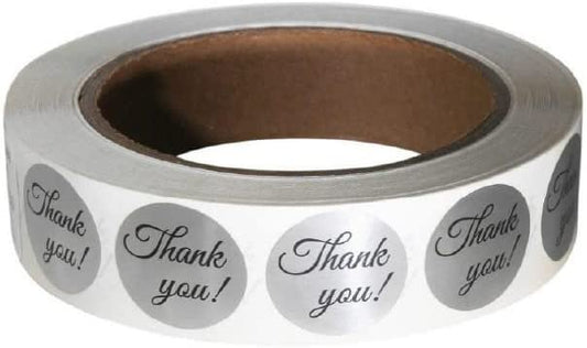 500 Qty – 1 inch - Thank You - Stickers/Sealers – Self-Adhesive – for Decoration/Sales/Branding/Envelopes/Merchandise/Customer Appreciation