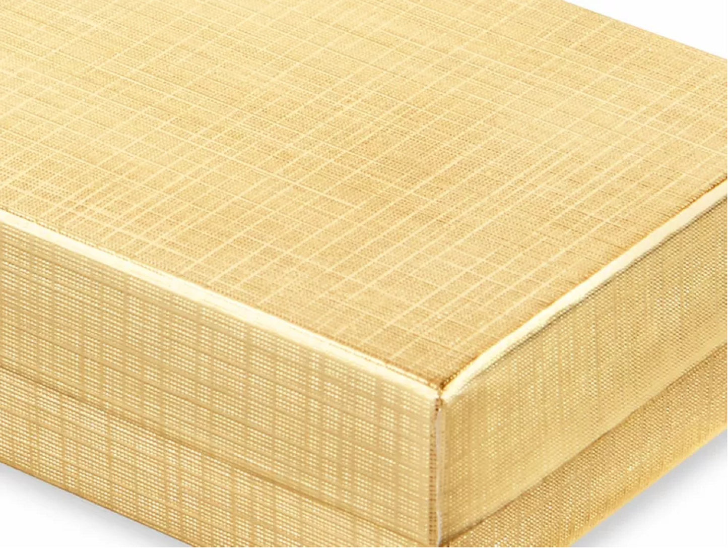 10 Qty Gold Textured Cotton Filled Bangle Jewelry Boxes - 3 1/2" x 3 1/2" x 1"