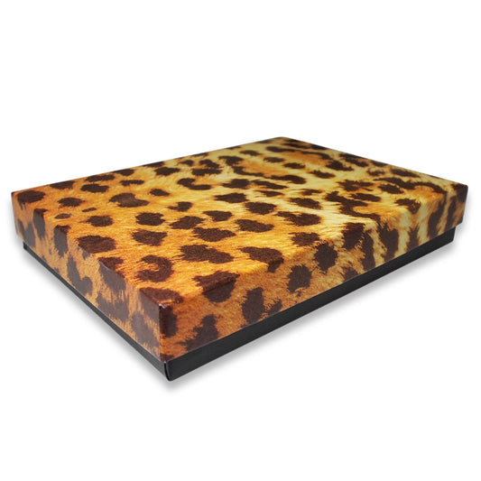 10 Qty Leopard Pattern Cotton Filled Large Pendant Jewelry Boxes - for Large Pendants/Necklaces/Large Earrings & Homemade Keepsakes - 5 3/8" x 3 7/8" x 1"