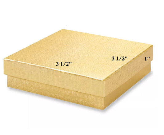 10 Qty Gold Textured Cotton Filled Bangle Jewelry Boxes - 3 1/2" x 3 1/2" x 1"