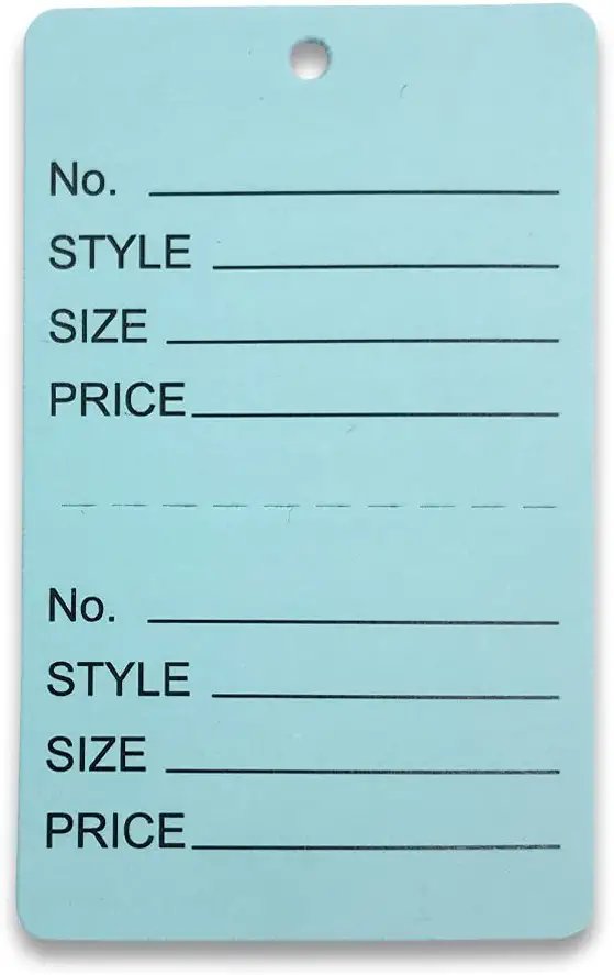 100 Qty Unstrung Colored Price Tags w/Perforated Stub