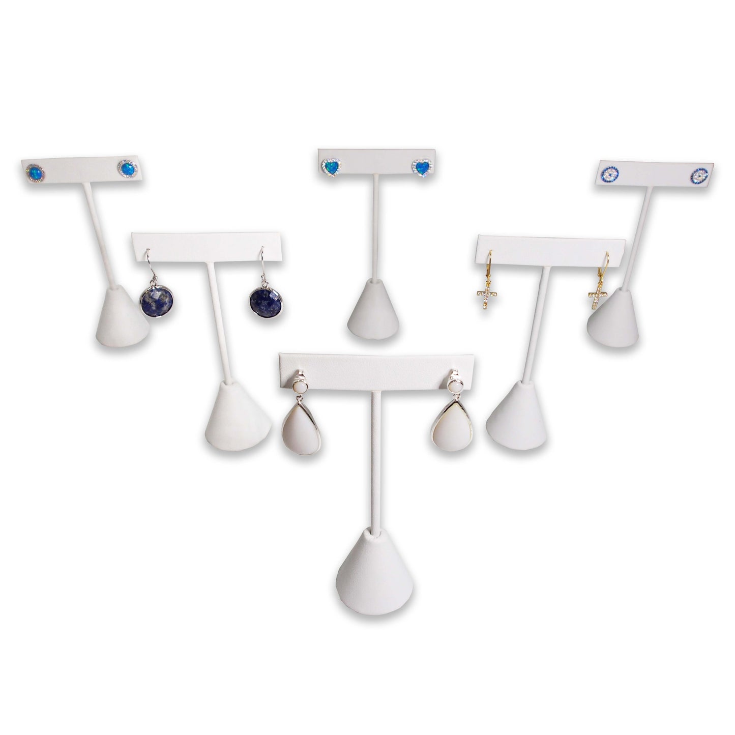 6 Pack of 4.75" White Earring T Stand Showcase Display, Earring T Shape Display