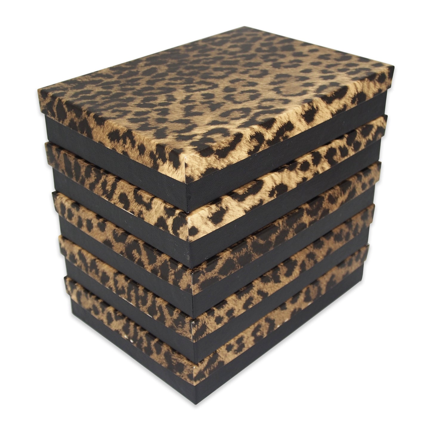 Leopard Pattern Cotton Filled Gift Boxes - 7 1/8" x 5 1/8" x 1 1/8"