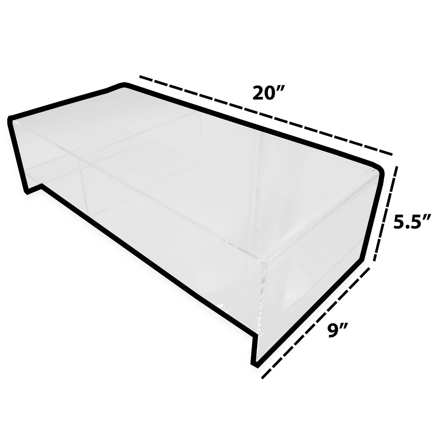 Acrylic Glass Elevated Stand w/Divider - for Computers/Laptops 9" Wide Base