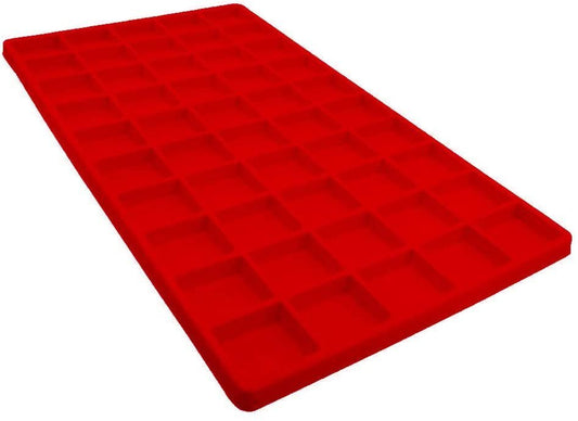 N'icePackaging - 50 Slot (1 1/8" x 1 1/4") Flocked Storage Tray Inserts - for Merchandise Jewelry & Organization - 14 1/8" x 7 5/8" x 1/2"