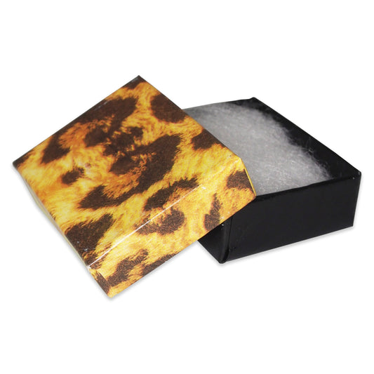Leopard Pattern Imported Cotton Filled Jewelry Boxes - 1 7/8" x 1 1/4" x 5/8"