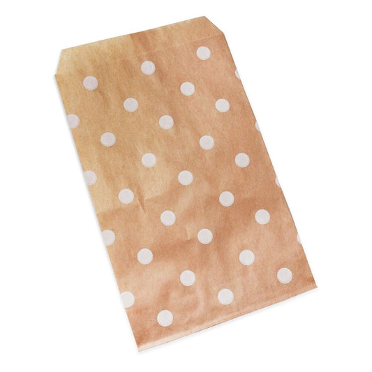 White Polka-Dot Decorative Flat Paper Gift Bags, great for parties, favors, gifts, businesses, and more.