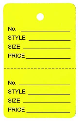 100 Qty Unstrung Colored Price Tags w/Perforated Stub
