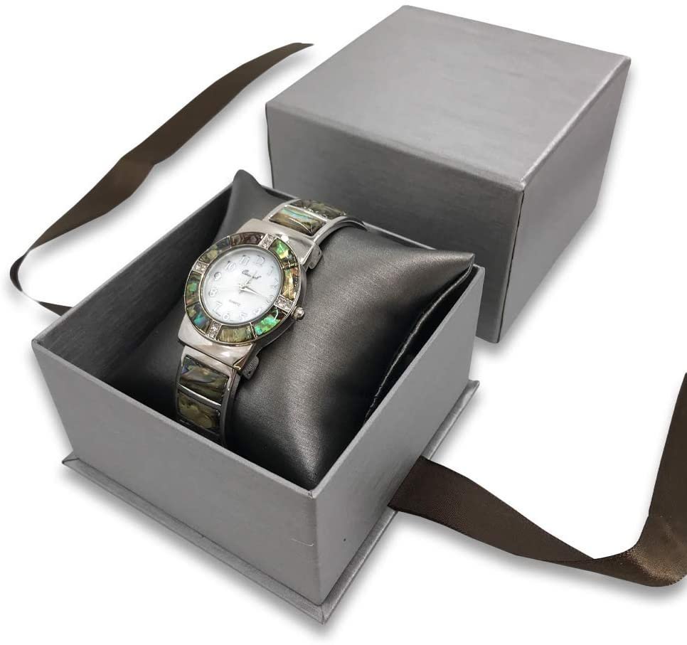 Deluxe Seal-Grey Elegant Ribbon Pre-Wrapped Jewelry Box - For sales/gifts/display/storage