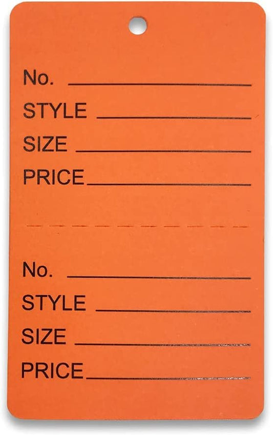 100 Qty Unstrung Colored Price Tags w/Perforated Stub