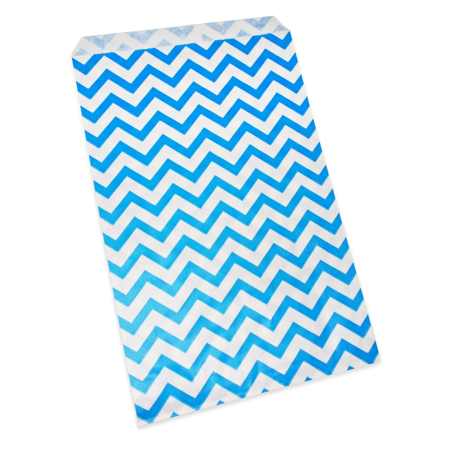 Blue Chevron Pattern on White Kraft Decorative Flat Paper Gift Bags