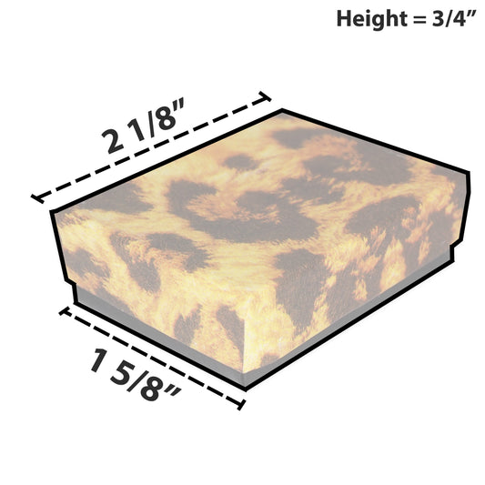 Leopard Pattern Imported Cotton Filled Jewelry Boxes - 1 7/8" x 1 1/4" x 5/8"