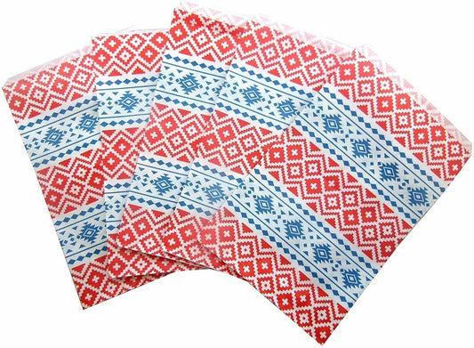 Tribal Pattern on White Bags, Decorative Flat Paper Gift Bags