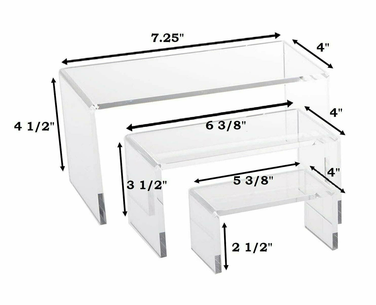 9 Piece Set - Clear Acrylic Display Risers, Acrylic Clear Riser Set