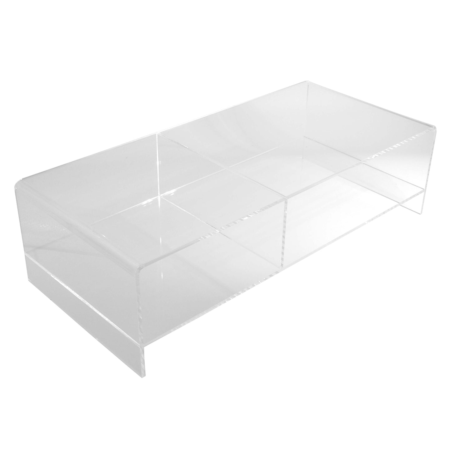 Acrylic Glass Elevated Stand w/Divider - for Computers/Laptops 9" Wide Base