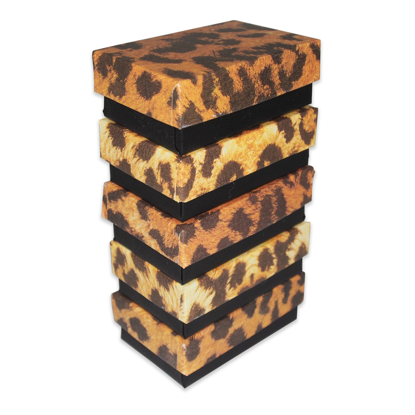 Leopard Pattern Cotton Filled Jewelry Gift Boxes