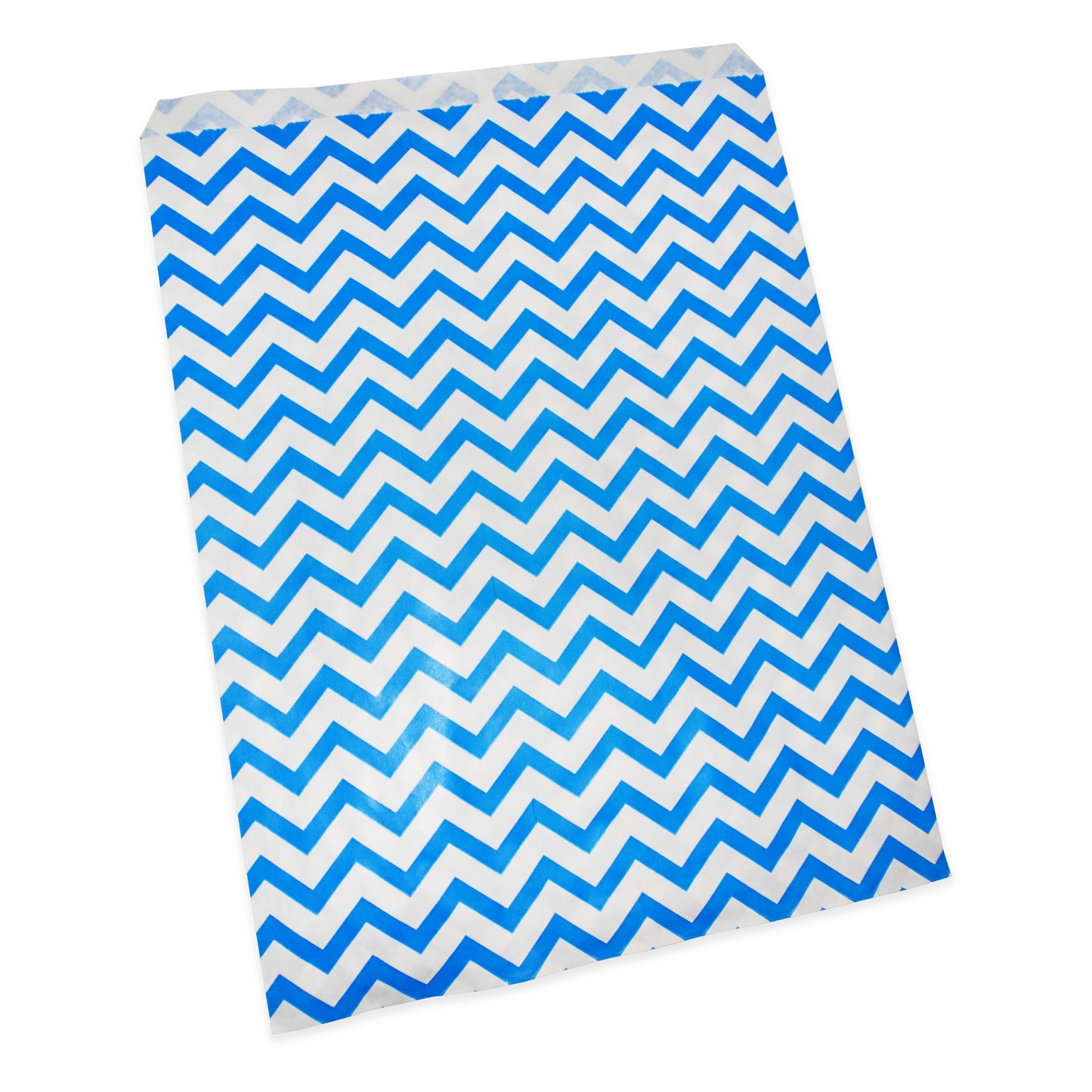 Blue Chevron Pattern on White Kraft Decorative Flat Paper Gift Bags