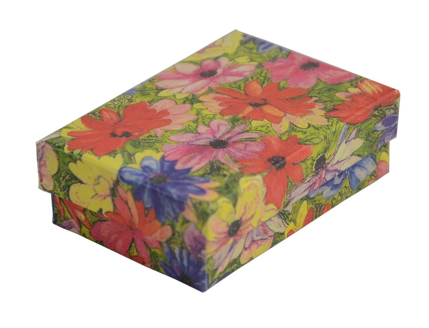 100 Qty Floral Pattern Imported Cotton Filled Pendant Jewelry Boxes - 3 1/4" x 2 1/4" x 1"