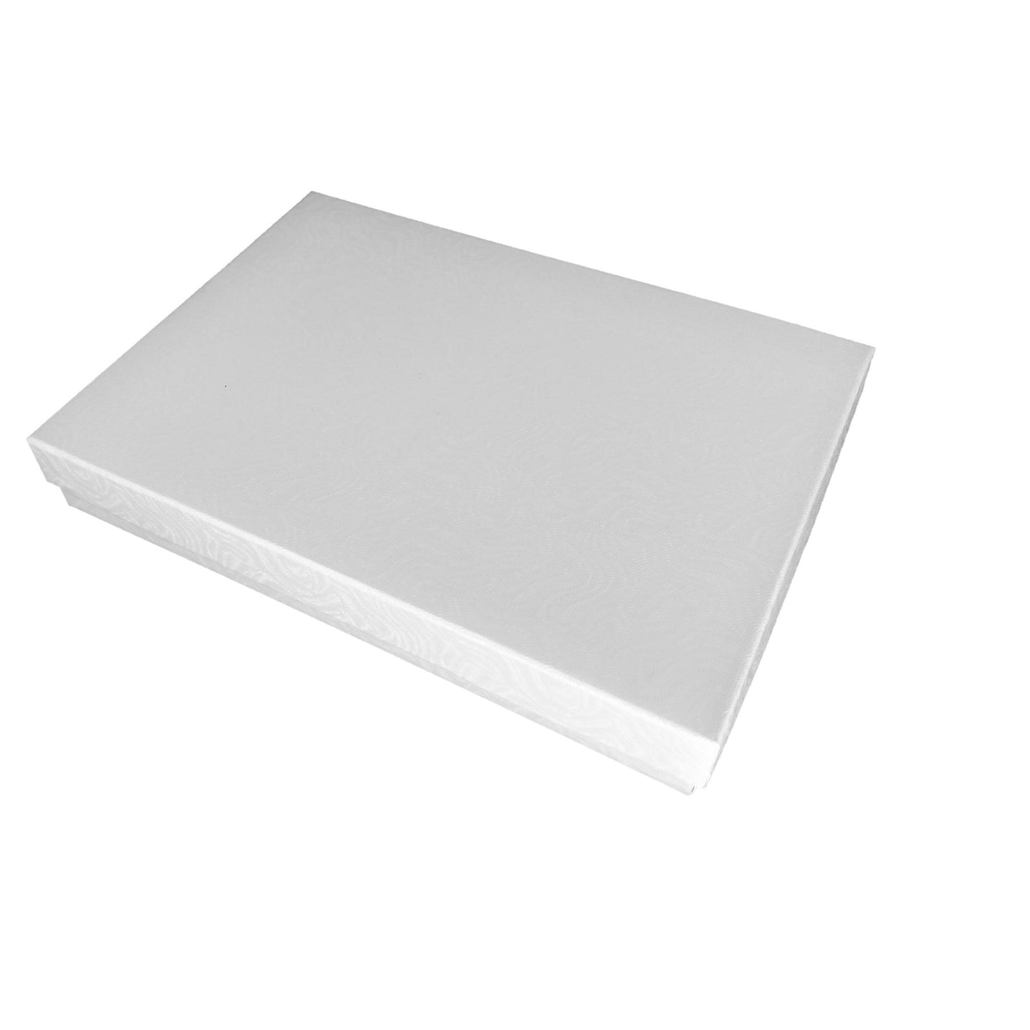 20 Qty White Swirl Imported Cotton Filled Large Necklace Jewelry Boxes - 7 1/8" x 5 1/8" x 1 1/8"