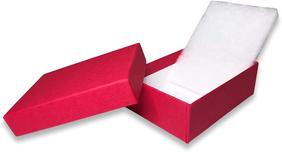 Made in the USA Macaw-Red Kraft Cotton Filled Gift Boxes - 3" x 2 1/8" x 1"