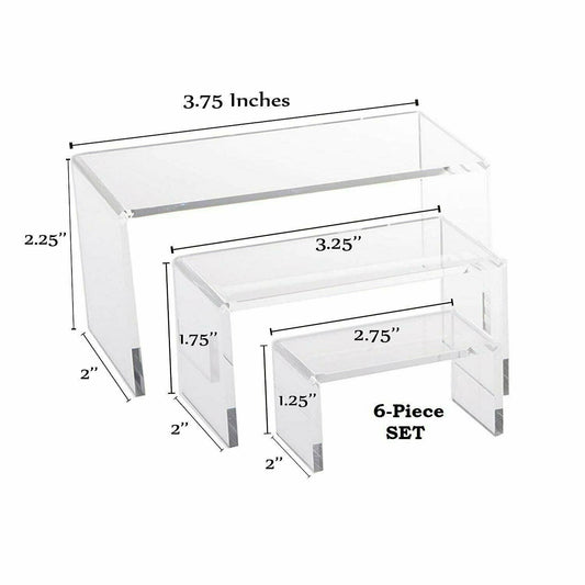 9 Piece Set - Clear Acrylic Display Risers, Acrylic Clear Riser Set