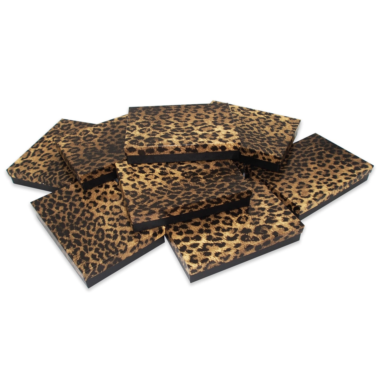 Leopard Pattern Cotton Filled Gift Boxes - 7 1/8" x 5 1/8" x 1 1/8"