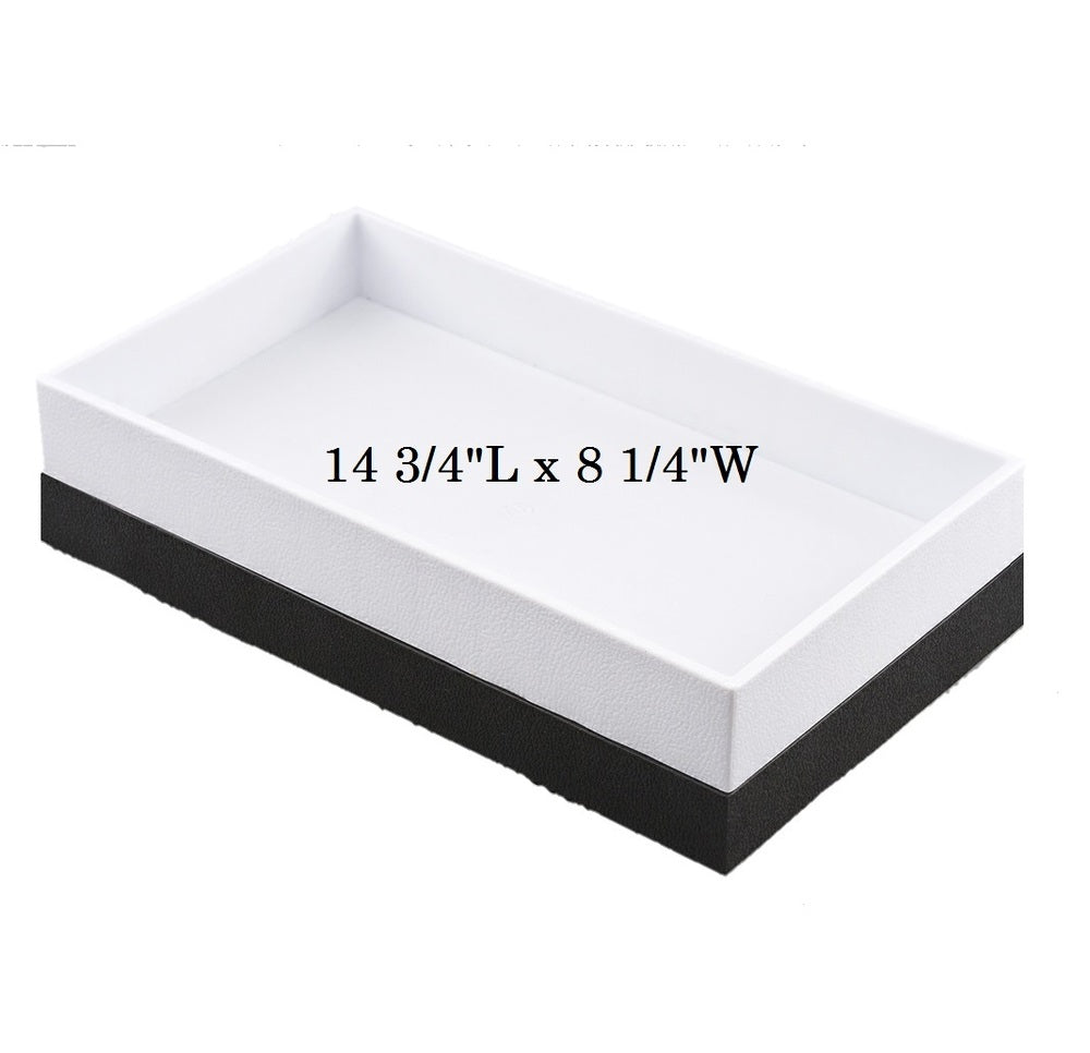 Black 1 1/2"H Standard Stackable Plastic Utility Trays - 14 3/4'' x 8 1/4'' x 1 1/2''H