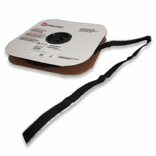 Black Velcro® hook and loop attachment strip - 25yd roll