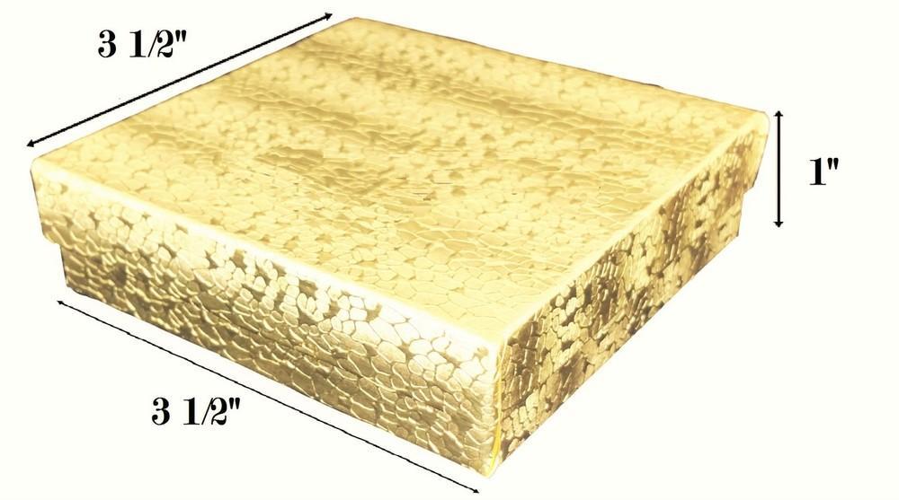 Gold Foil Cotton Filled Box: 3 1/2" x 3 1/2" x 1"H