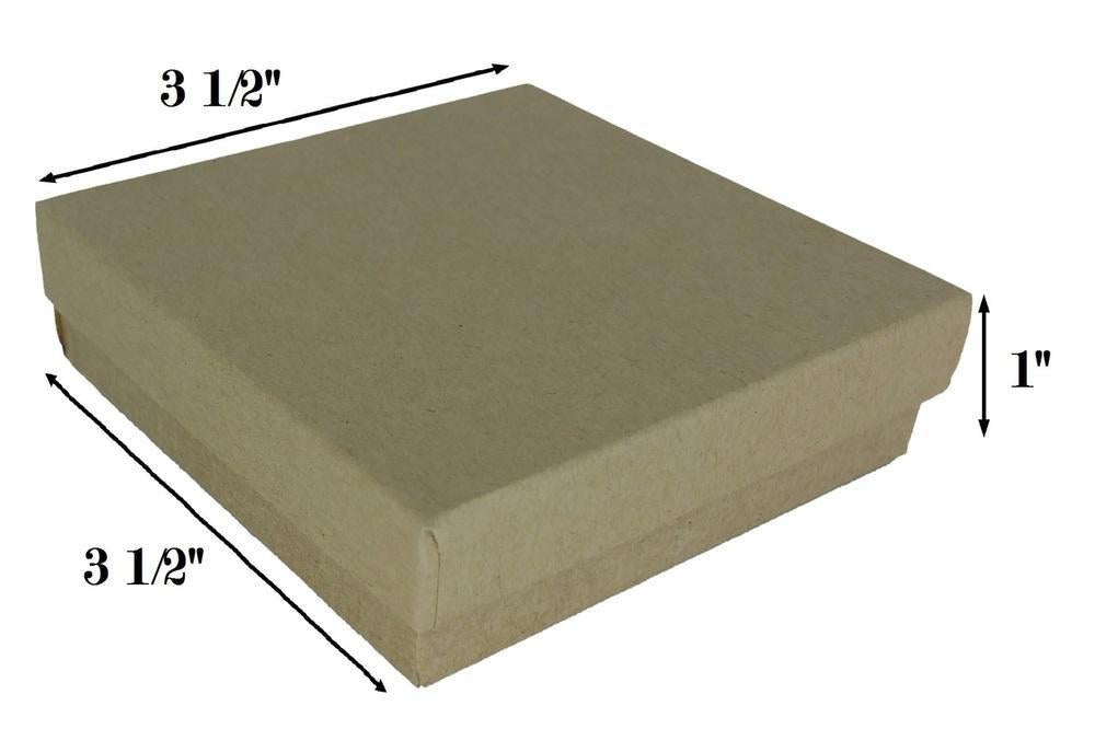 Kraft Brown Cotton Filled Boxes: 3 1/2" x 3 1/2" x 1"H