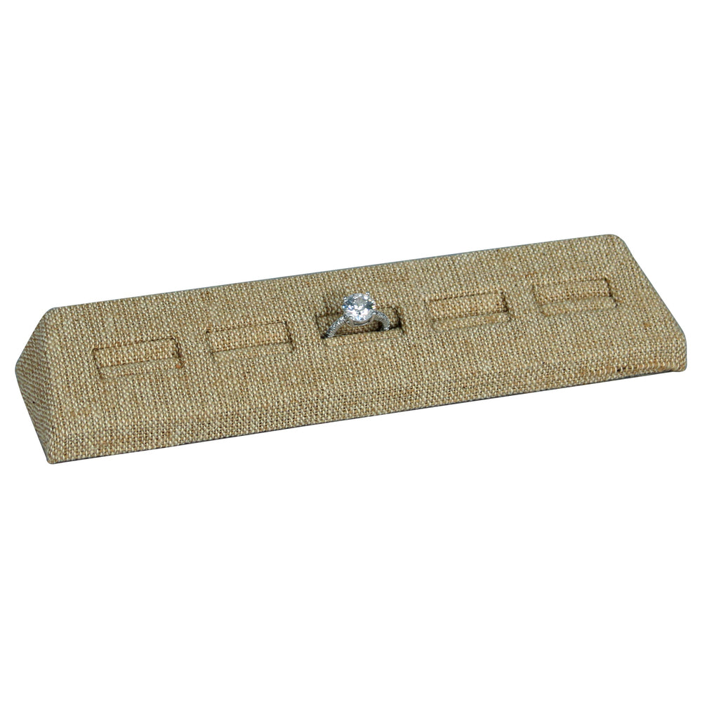 Burlap Fabric 5-Slot Ring Display Stand