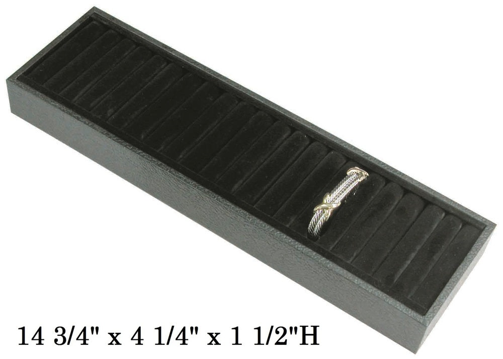 Black Faux Velvet 18 Slot Tray for Bangles/Rings