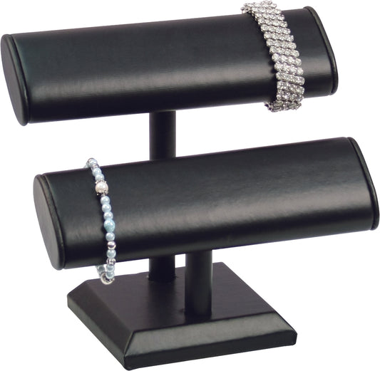 Black Leatherette Double Oval T Bar