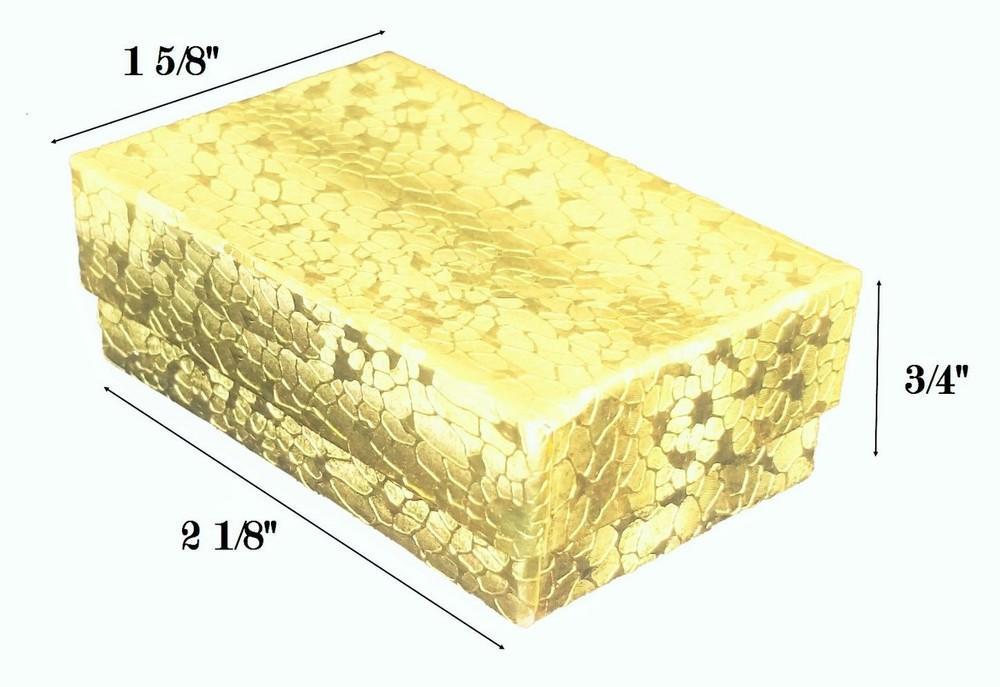 Gold Foil Cotton Filled Box: 2 1/8" x 1 5/8" x 3/4"H