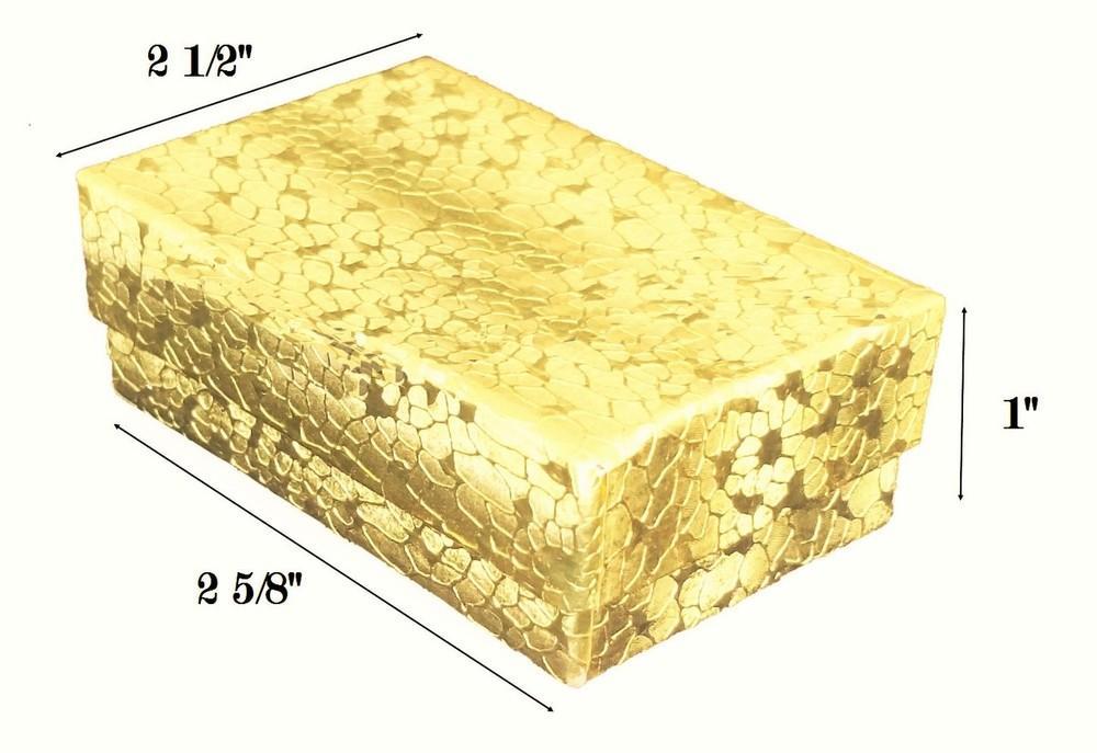 Gold Foil Cotton Filled Box: 2 5/8" x 1 1/2" x 1"H