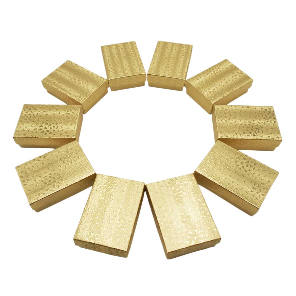 Gold Foil Cotton Filled Boxes - (10 Boxes/Pack)