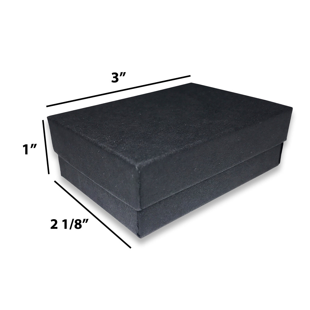 Matte black cotton filled box 3" x 2 1/8" x 1"H